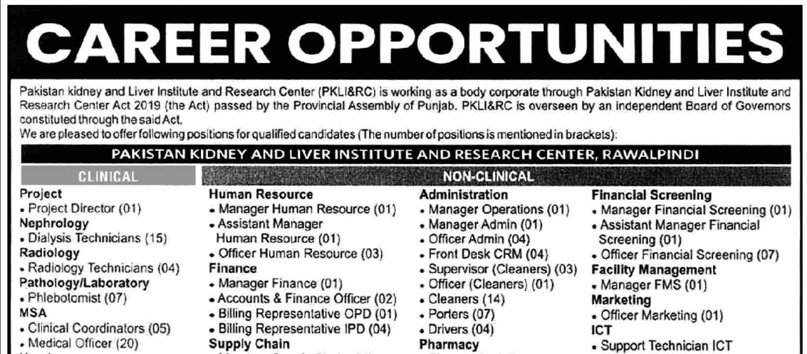 Pakistan Kidney & Liver Institute Jobs 2024 post thumbnail image