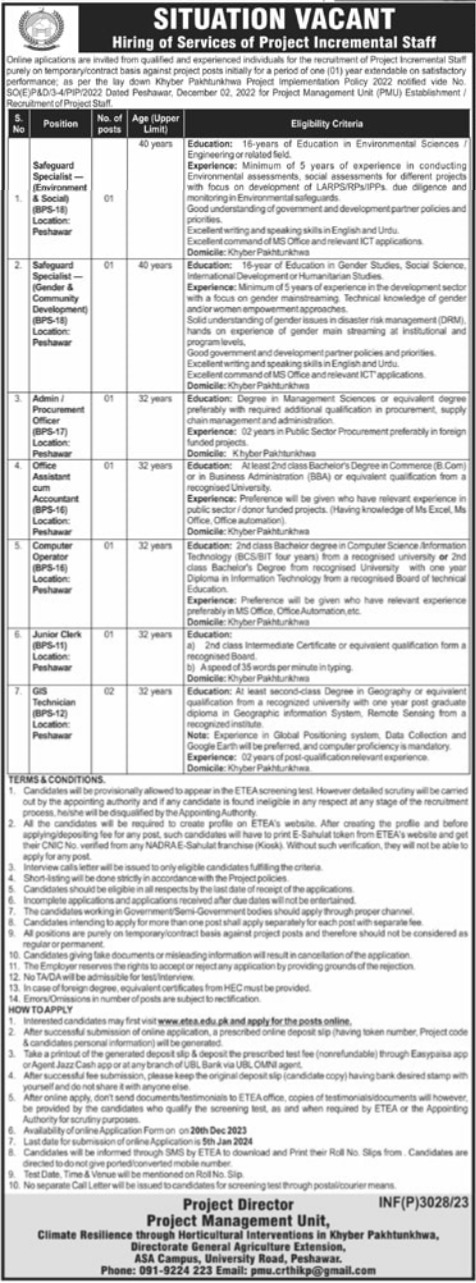 PMU Peshawar Jobs 2o23