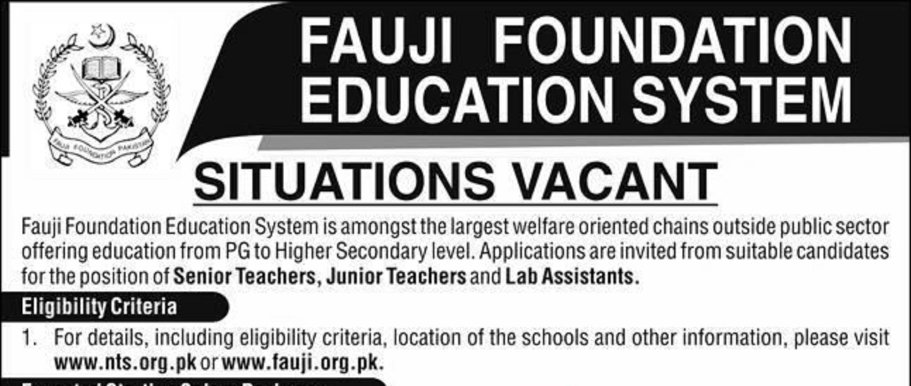 Fauji Foundation Education System Jobs rawalpindi